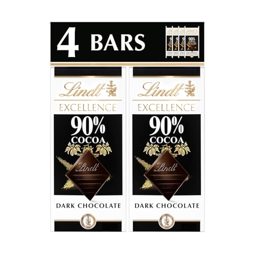 Lindt Excellence, 90% Dark Chocolate Candy Bar, 4ct, 3.5 oz. Bars