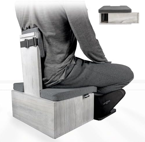 Ungloo Box Meditation Floor Chair, Back Support, Knee and Hip Support, Knees, Portable and Lightweight (Gray)