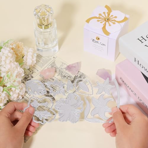 GLOBLELAND Hibiscus Lilies Cutting Dies for Card Making Flowers Cut Die for DIY Scrapbooking Journal Embossing Paper Craft Decor