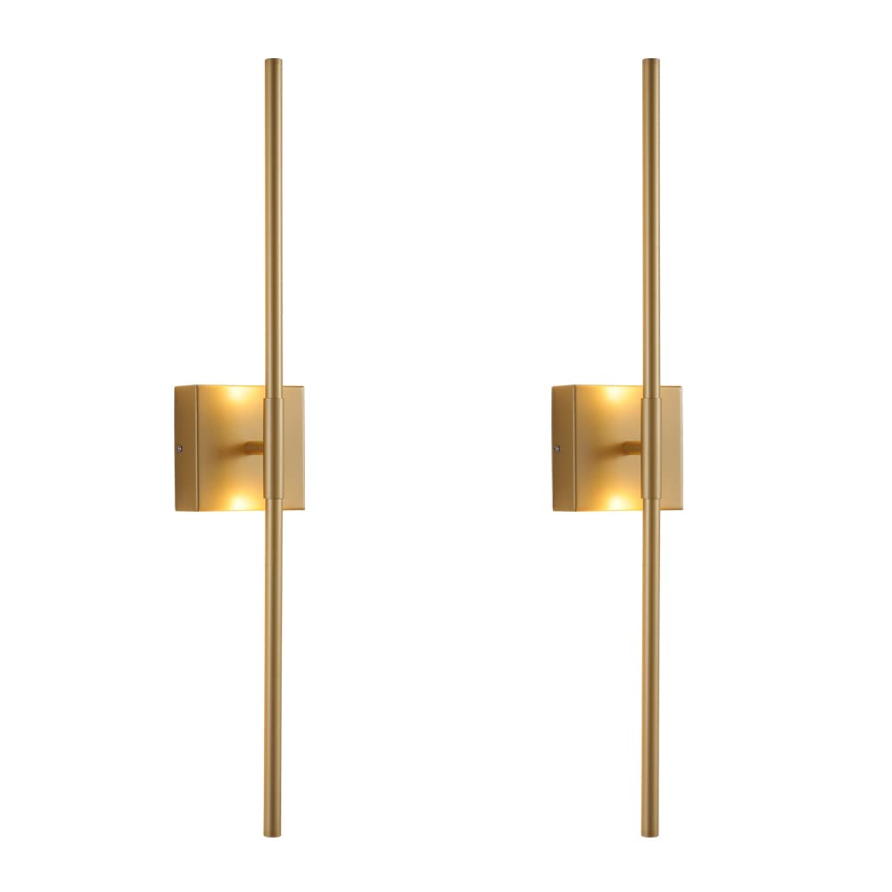 Brushed Gold LED Wall Sconces Set of 2 with Warm White Light