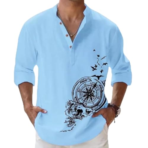 DEELMO Men’s Cotton Blend Short Kurta with Mandarin Collar, Unique Design and Full Sleeve in a Casual Style