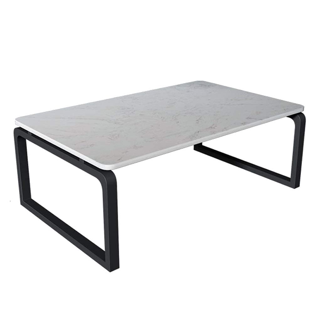 Table basse en fer et marbre noir 60x40x30cm pour salon