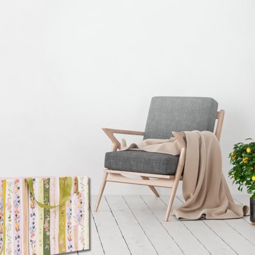 Glick Große Geschenktüte im Querformat, Linea Floral, 275 x 355 x 100 mm, luxuriöse recycelbare Tasche für Geburtstage & Feiern