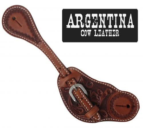 Showman Men's Size Argentina Cow Leather Spur Straps W/Floral Tooling! New Horse Tack! #TOP22