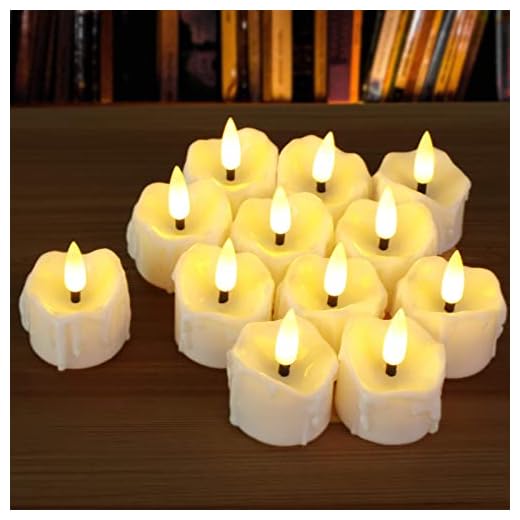 PChero 12 st realistiska flimrande batteri värmeljus med 6 timmars timer LED flamlösa ljus med 3D-vekar för hem rum födelsedagsfest dekoration - varm vit