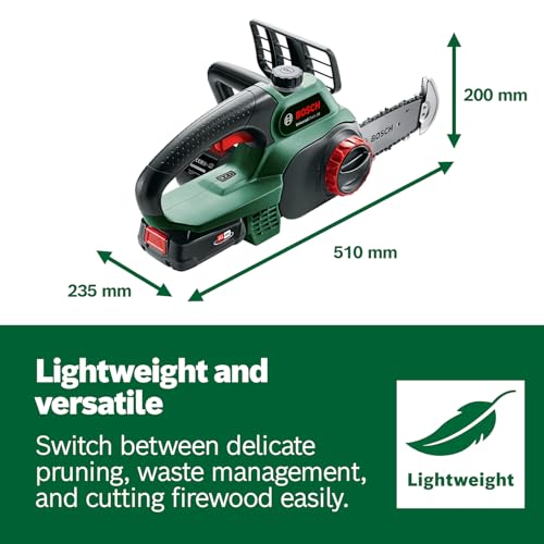 Bosch Cordless Chainsaw UniversalChain 18 (battery 2.5 Ah, charger, SDS system, blade length: 200 mm, 18 Volt System, in carton packaging)