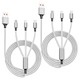 UCEC 3 in 1 Multi Charging Cable USB A to Phone/USB C/Micro USB, Universal Multiple Charger Cord, USB Cable Multiple Connectors, Charging Cables Cords for Multiple Devices Phones 4FT 2Pack Gray