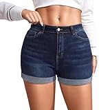 Merkmale: Sexy und dehnbar, Diese Denim Shorts für Frauen sind weich und dehnbar, schlanke Passform für einen kurvigen Look, um Ihre charmante Körperlinie zu zeigen, aber Sie müssen sich keine Sorgen um Ihre täglichen Aktivitäten machen, Sie können sogar zum Laufen tragen.