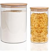 ComSaf 2 Piece Glass Clear Food Storage Container | 102 oz/41 oz | Bamboo | Jar, Canister