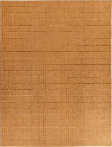 RUGORIA Hand-Tufted 100% Wool Area Rug – Unique Modern Geometric Grid Pattern, Soft Plush Textured Carpet for Living Room, Bedroom, Dining Room & Entryway (Caramel, 8' x 11')