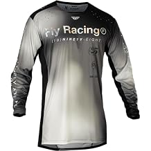 Fly Racing Mens Lite Motocross & Mountain Bike Jersey - Protective Jersey for Dirt Bike, MTB, BMX and Motorcycle Riding Light Grey/Black