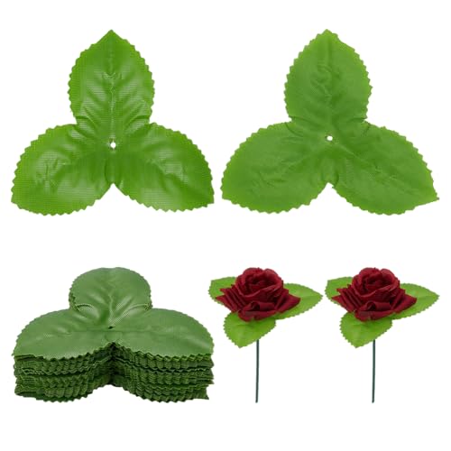 PH PandaHall 300 foglie artificiali di rosa, foglie artificiali, foglie di stoffa verde lime, per artigianato, fai da te, bouquet floreale, ghirlanda, decorazione da tavolo per matrimoni, 9,5 cm