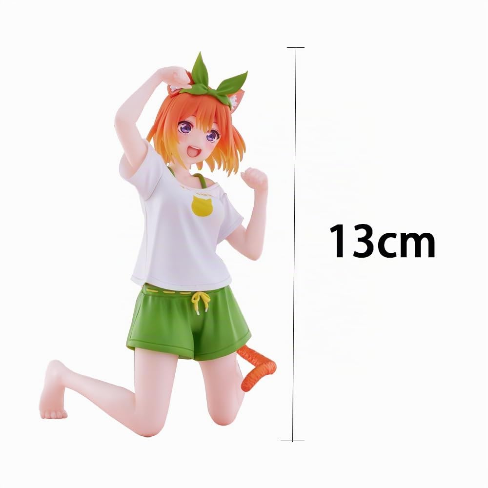 5 figuras de anime, The Quintaesencia Quintuplets, figura de Nakano Miku/Nakono Yotsuba, modelos de personajes, lindos gatos, decoración de escritorio, adornos de colección de PVC, regalo