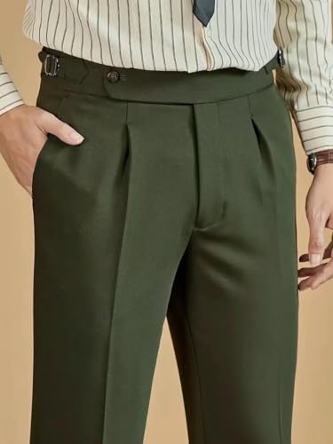 Mens Dress Pants Classic Gurkha Flat Front Pant Casual Business Long Pants2