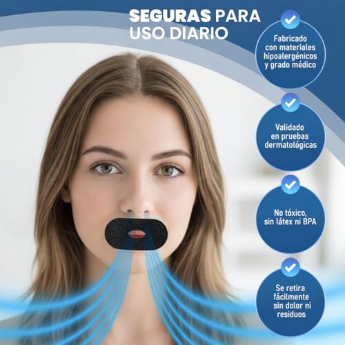60 TIRAS BUCALES para Dormir Haslom®. Mouth Tape for Sleeping. cinta bucal para dormir, antironquidos. Myotape, tiras bucales anti ronquidos para dormir (Con Orificio de Ventilación)