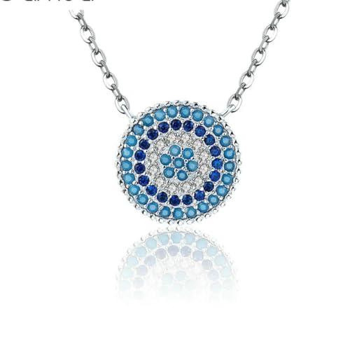 Collier argent 925 femme avec pendentif œil bleu porte-bonheur tendance
