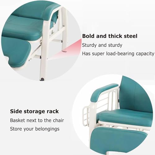 Adjustable Medical Reception Chair with IV Pole - Soft Padded Blood Drawing & Infusion Chair for Waiting Rooms & First Aid Rooms, Comfortable Examination Recliner