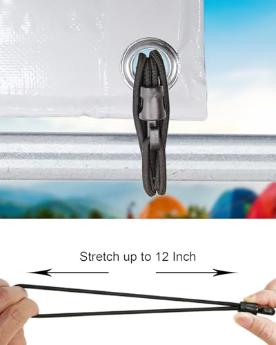 Pack de 40 cuerdas elásticas con clips para asegurar el toldo de camping y cubiertas de coche 4