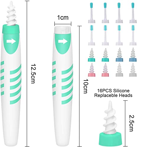 Q Grips Earwax Remover- Updated Soft Silicone Safe Spiral Ear Wax Removal Smart Tool,Reusable Ear Wax Removal Tool Kit Safe Ear Cleaner Brush With 16Pcs Soft And Flexible Replacement,For Children #TOP2
