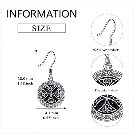 Celtic Earrings 925 Sterling Silver Viking Celtic Knot Dangle Drop Charm Earrings Amulet Protection Irish Jewellery Gifts for Women Men