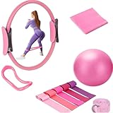 10 Pièces Ensemble D'anneaux de Pilates,Anneau de Pilates,Kit Essentiel de Pilates,Pilates Accessoires,Ensemble de bagues de Pilates,pour Les Jambes,Les Bras et Les Cuisses,Perte de Poids (Rose)