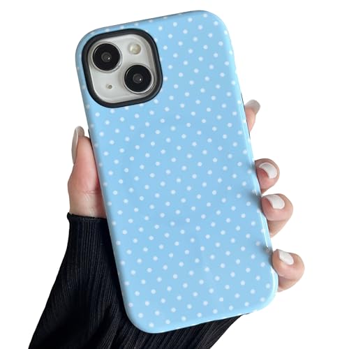Coque iPhone 13 Mignonne Esthétique : Cadeau Idéal pour Filles et Femmes Motif Pois Bleu