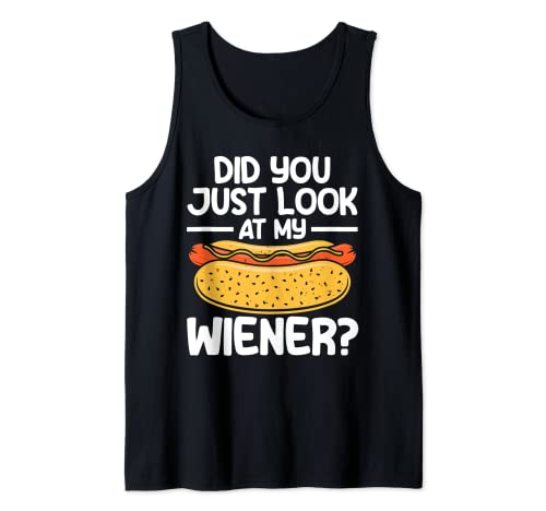 Hot Dog Adult Humor Pun Naughty Look At My Wiener Tank Top