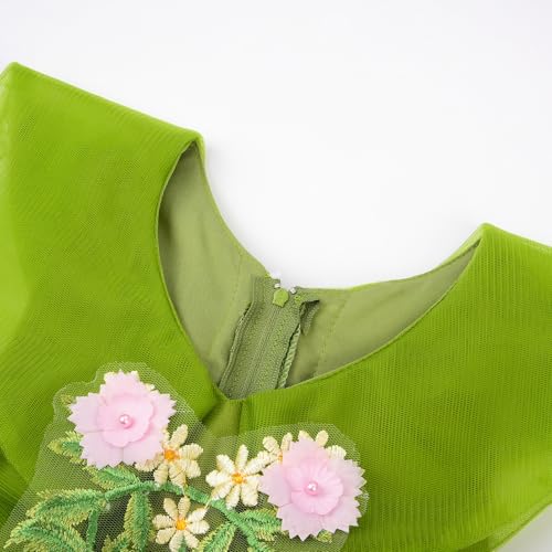 Vestido de princesa de tul con flores 3D y forro cómodo para niña 4