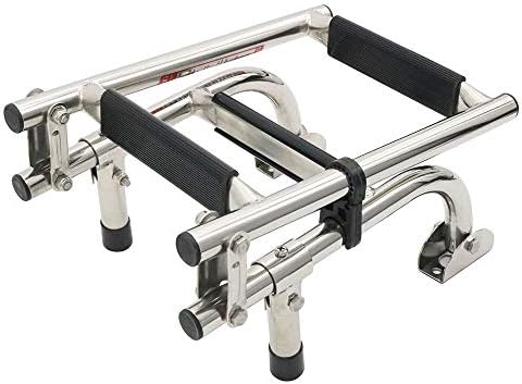 BaQiRo Stainless Steel 3 Step Folding Boat Ladder Transom Boat Ladder Foldable Stern Ladder Polished 1+2 Step with Mounting Screws