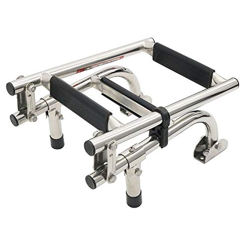 Baqiro Stainless Steel 3 Step Folding Boat Ladder Transom Boat Ladder Foldable Stern Ladder Polished 1+2 Step With Mounting Screws #TOP6