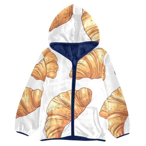 Croissant Girls Fleece Jacket Girls Fall Jacket Girls Zip Up Hoodie Girls Sherpa Jacket 2-10T