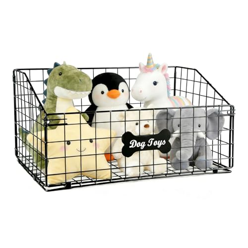 Hynorian Hundespielzeug Aufbewahrung Metallkorb groß Faltbarer Drahtkorb für Hundespielzeug Katzenspielzeug und Welpen Zubehör Haustier Organizer Aufbewahrungskorb vielseitig für Wohnzimmer, Flur