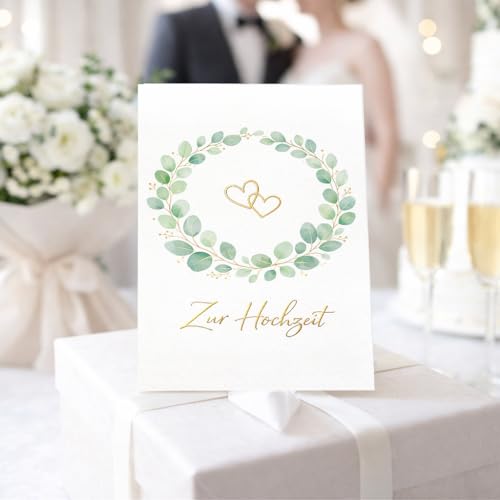 YISCOKO Hochzeitskarte Premium Karte Hochzeit 10.5 * 15cm Glückwunschkarte zur Hochzeit Inklusive Kraftpapierumschlag und Goldfolienaufkleber-Wedding Card-Hochzeitskarte Geldgeschenk