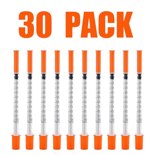 30PACK 1CC Syringes with 30G 1/2\" 13mm Needle, Lab Supplies Individually Wrapped (1CC 30G 1/2\"-30PACK)