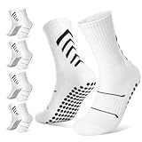 Kotashion 4 Paar Herren Fußball Socken Football Socks mit Anti-Rutsch Grip – rutschfeste Sportsocken für Basketball Tennis Yoga Pilates 43-46, Mit Anti-Rutsch-Noppen