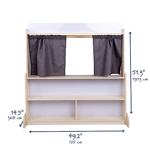 Children’s Factory Puppet Theatre with Dry Erase Board, Kids Pretend Play Learning Activities, Small Whiteboard, Classroom Furniture, Assembly Required