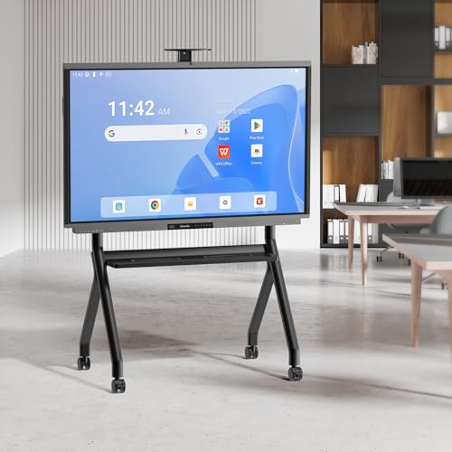 Image of Shiarffe Smart Board Stand for 55 inch- 86'' Interactive Whiteboard, Mobile Stand with Locable Rolling Wheels for Smart Whiteboard, Black