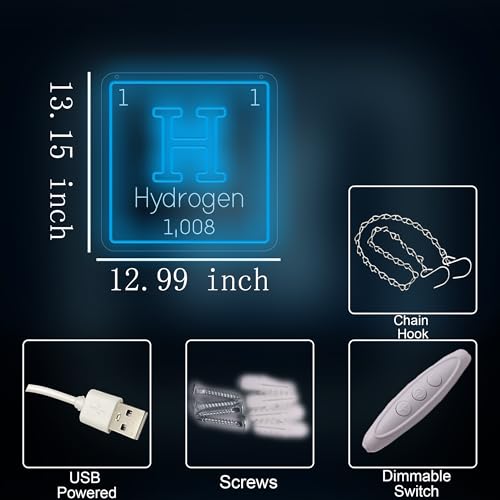 Image of Periodic Table of Elements Neon Sign,Classroom Neon Lights for Chemistry Lab Decor,USB Powered LED Light Up Signs for Bedroom, Man Cave,Party Decorations,Gift for Chemist