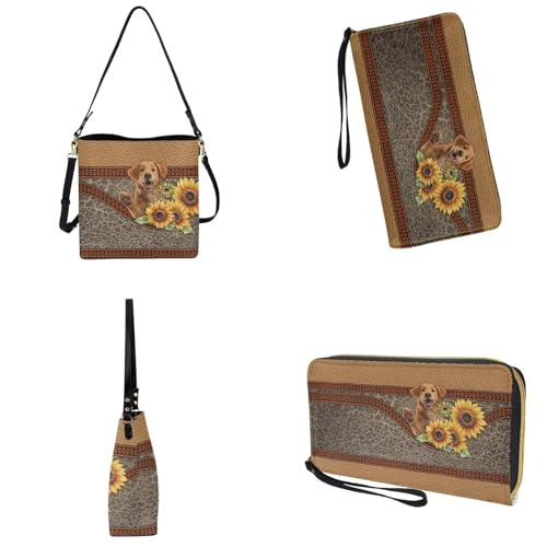 Image of Bucket Crossbody Bag Set for Women Lady, Leather Purse and Wallet Set Large Bucket Bag with Wallet