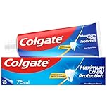 Colgate Maximum Cavity Protection Toothpaste 75ml, with Calcium Boost, Strengthens and Protects Enamel, Protects Against Cavities, Fluoride Toothpaste, Great Regular Flavour
