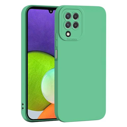 WBWONE Funda para Samsung Galaxy A22 4G / M22, Cámara Todo Incluido Case Suave TPU Silicona Carcasa Antigolpes Caso Resistente a los Arañazos - Verde
