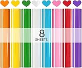 AFunCrafter HTV Heat Transfer Vinyl 8 Sheets 11.8' x 9.8',Iron On Bundle for Cricut DIY T Shirts, Assorted Rainbow White Red Pink Yellow Orange Green Blue Accessories,Everyday Smart Machine Sport Flex