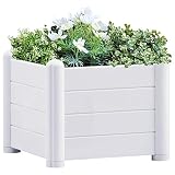 Gecheer Verhoogd bloembed voor de tuin, rechthoekig, stedelijke moestuin, buiten, frame voor moestuin, fruit, bloemen, wit, 43 x 43 x 35 cm, design met drainabodem