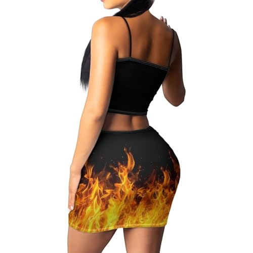 Image of 2025 Sexy Spaghetti Strap Crop Tops and Bodycon Skirt Casual 2 Piece Set S-4XL