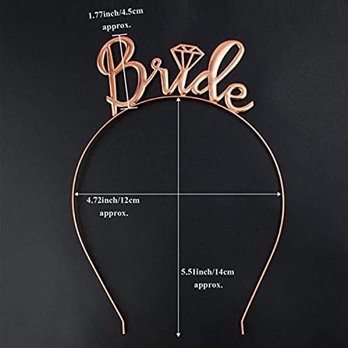 Image of AMFIN (Pack of 2) Bride to Be Sash and Bride Hairband Combo Set for Bachelor Parties Bride to be Props for Wedding Bride to be Decorations - Rose Gold
