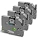 Oozmas Compatible Label Tape Replacement for Brother TZe-335 P-Touch Label Tape White on Black TZ Tape 12mm 0.47 Inch Standard Laminated Compatible with Label Makers PTD200 PTH110 PTP300BT, 4-Pack