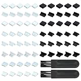 TNJPSEK 70 Pcs USB Anti Dust Cover Plugs, Silicone Male and Female Cap Port Protector, Anti Dust Cover Protector Plugs Cap for USB A Micro USB Type C Lightning Ports (8 Types with 2 Brushes)