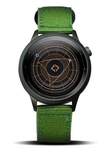 Montre boîtier gris mat Watches Altas Series bracelet nylon vert sport homme