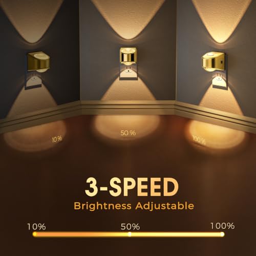 Image of Briignite Projector Night Light, Rotating Gold Night Lights Plug into Wall Dimmable, Soft White 3000K, Dusk to Dawn Nightlight for Kids, Bedroom, Nursery, Bathroom, Home Decor, Gaming Room