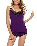 Damen Pyjama Set mit Kurze Ärmel und Hose Damen Kurz Schlafanzug passt sehr gut zum Sommertage, auch für Herbest,Frühling.